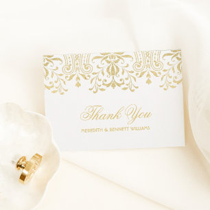 Elegant Gold Vintage Glamour Couple Names Thank You Card