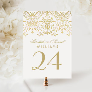 Elegant Gold Vintage Glamour Table Number Card