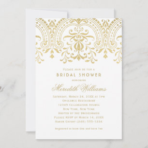 Elegant Gold Vintage Glamour Wedding Bridal Shower Invitation