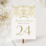 Elegant Gold Vintage Glamour Wedding Table Number<br><div class="desc">Elegant vintage inspired table numbers feature a wedding monogram and an ornate decorative border design with a metallic champagne gold shimmer appearance.  Two-sided design.  Customize and add each table number card to your shopping cart individually.</div>