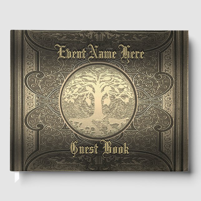 Elegant Gold Vintage Look Guest Book (Front)