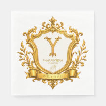 Elegant Gold Vintage Monogram Crest Wedding