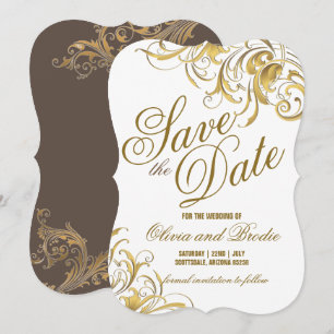Elegant Gold Vintage Swirls Wedding Save The Date
