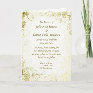 Elégant Gold Vintage Wedding Invitation
