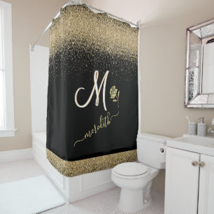 Elegant Gold w/Black Custom Monogram Name Rose Sho