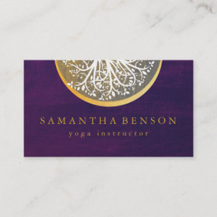 Elegant Gold Watercolor Tree Yoga and Meditation B Business Card