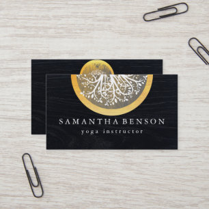 Elegant Gold Watercolor Tree Yoga and Meditation Business Card