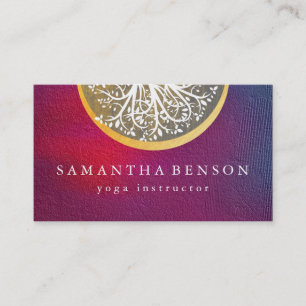 Elegant Gold Watercolor Tree Yoga and Meditation Business Card