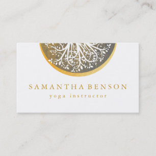Elegant Gold Watercolor Tree Yoga and Meditation Business Card