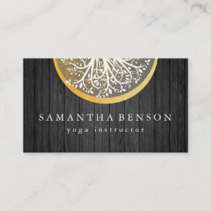 Elegant Gold Watercolor Tree Yoga and Meditation Business Card