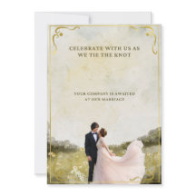 Elegant Gold Watercolor Wedding Invitation | Roman