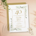 Elegant Gold Watercolour Greenery 40th Birthday Invitation<br><div class="desc">Featuring delicate watercolour leaves,  this chic 40th birthday invitation can be personalised with your special birthday celebration information,  with a golden background on the reverse. Designed by Thisisnotme©</div>