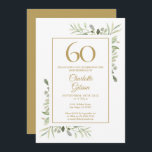 Elegant Gold Watercolour Greenery 60th Birthday Invitation<br><div class="desc">Featuring delicate watercolour leaves,  this chic 60th birthday invitation can be personalised with your special birthday celebration information,  with a golden background on the reverse. Designed by Thisisnotme©</div>