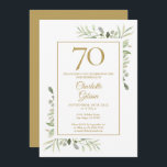 Elegant Gold Watercolour Greenery 70th Birthday Invitation<br><div class="desc">Featuring delicate watercolour leaves,  this chic 70th birthday invitation can be personalised with your special birthday celebration information,  with a golden background on the reverse. Designed by Thisisnotme©</div>