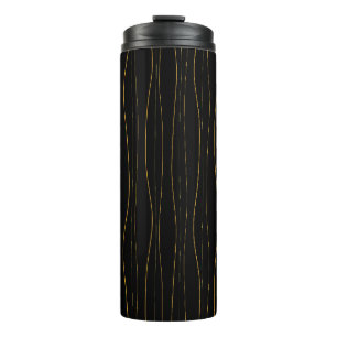 Elegant Gold Wavy Lines Pattern Thermal Tumbler