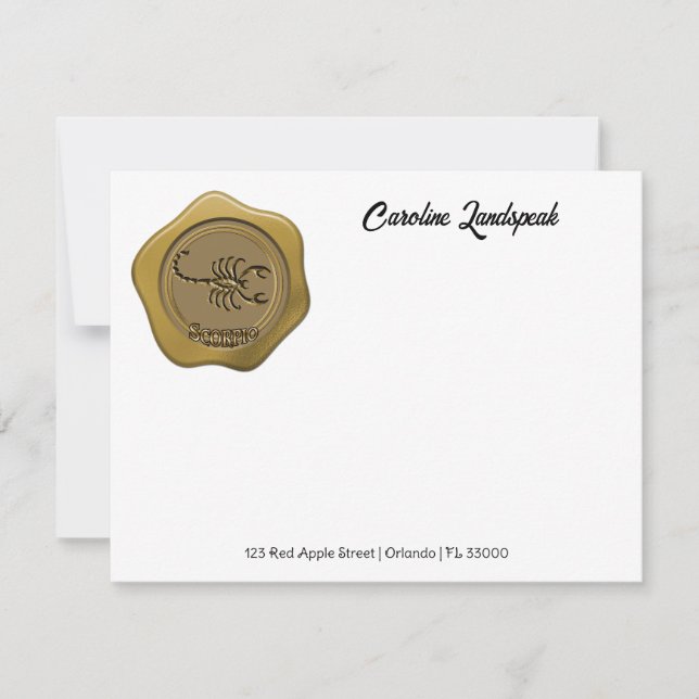Elegant Gold Wax Seal with Scorpio Card (Front)