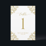 Elegant Gold Wedding 5x7 Table Number Cards<br><div class="desc">Elegant 5x7 Gold Wedding Table Numbers: Use these vintage, classic table numbers at your wedding reception or event. This design features the word "Table" in an elegant calligraphy with an ornate vintage corners design for a luxe look. It's set in gold, but you can change the colour to anything you...</div>