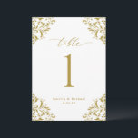 Elegant Gold Wedding 5x7 Table Number Cards<br><div class="desc">Elegant 5x7 Gold Wedding Table Numbers: Use these vintage, classic table numbers at your wedding reception or event. This design features the word "Table" in an elegant calligraphy with an ornate vintage corners design for a luxe look. It's set in gold, but you can change the colour to anything you...</div>