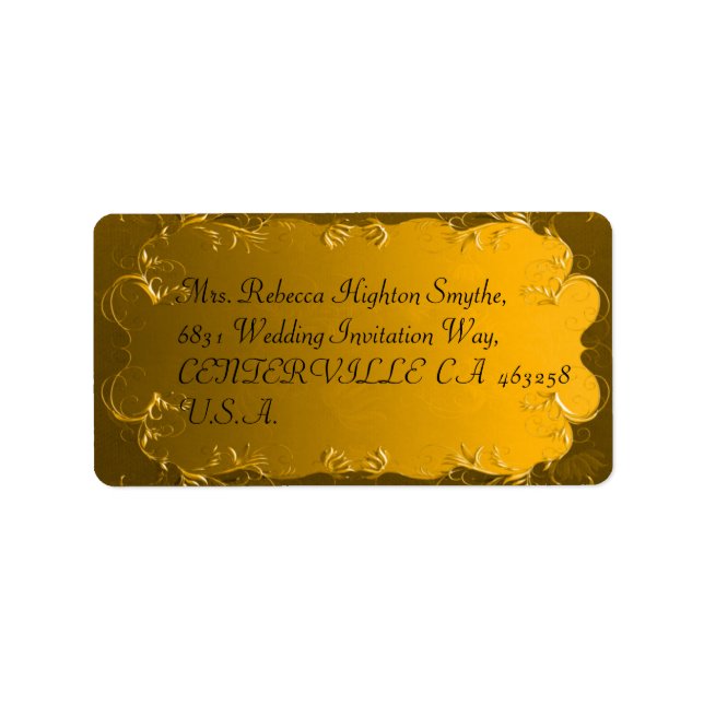 Elegant Gold Wedding Address Labels (Front)
