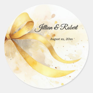 Elegant Gold Wedding Classic Round Sticker