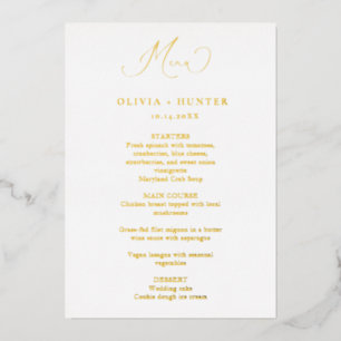 Elegant Gold Wedding Dinner Menu Cards