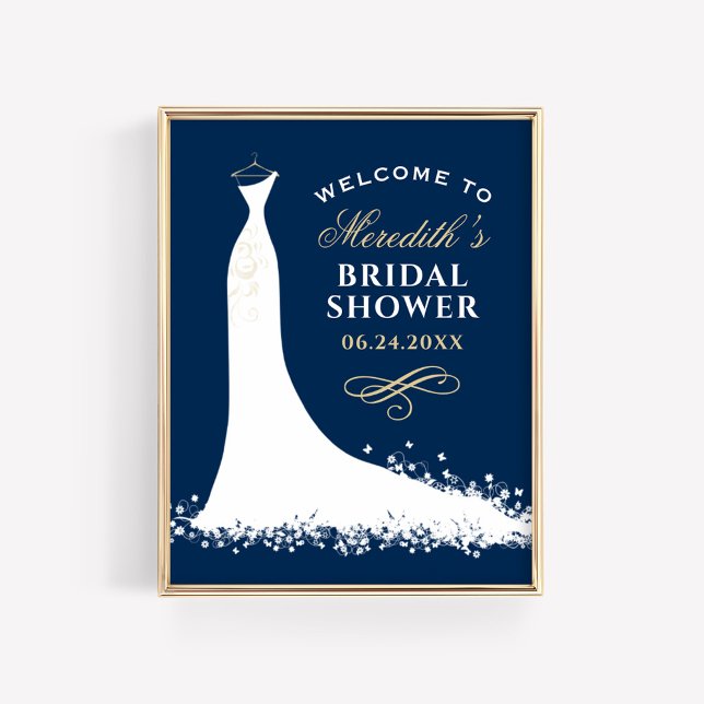 Elegant Gold Wedding Gown Bridal Shower Welcome Poster (Creator Uploaded)