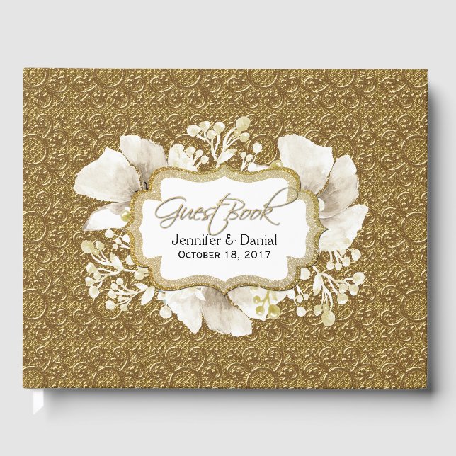 Elegant Gold Wedding Guest Book (Front)
