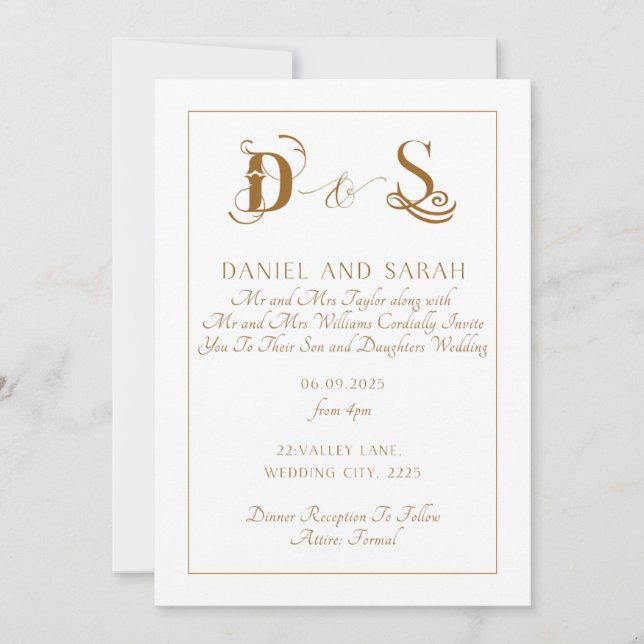 Elegant Gold Wedding Invitation (Front)