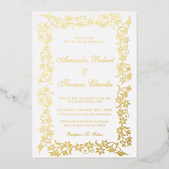 Elegant Gold Wedding Invitation  (Front)