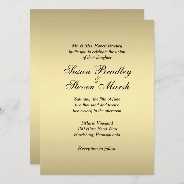 Elegant Gold Wedding Invitation (Front/Back)