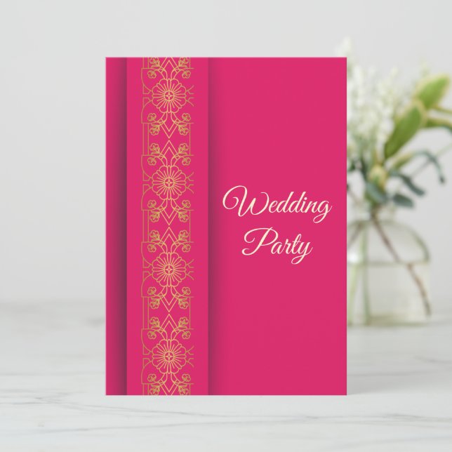 Elegant Gold Wedding Invitation Card (Standing Front)