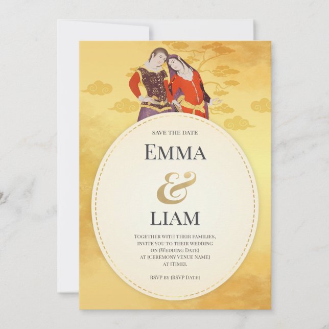 Elegant Gold Wedding Invitation – Customizable Des (Front)