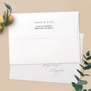 Elegant Gold Wedding Invitation Return Address Envelope