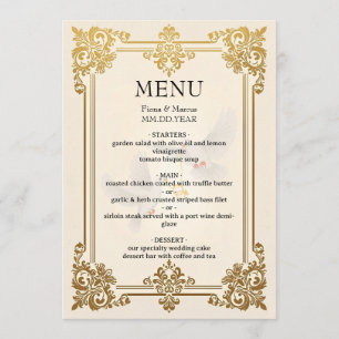 Elegant Gold Wedding Menu Card Luxury Reception