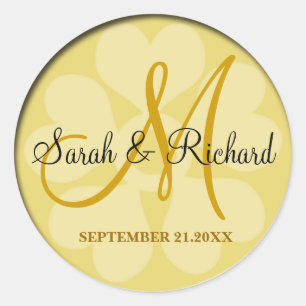 Elegant Gold Wedding Monogram Classic Round Sticker