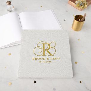 Elegant Gold Wedding Monogram Guest Book