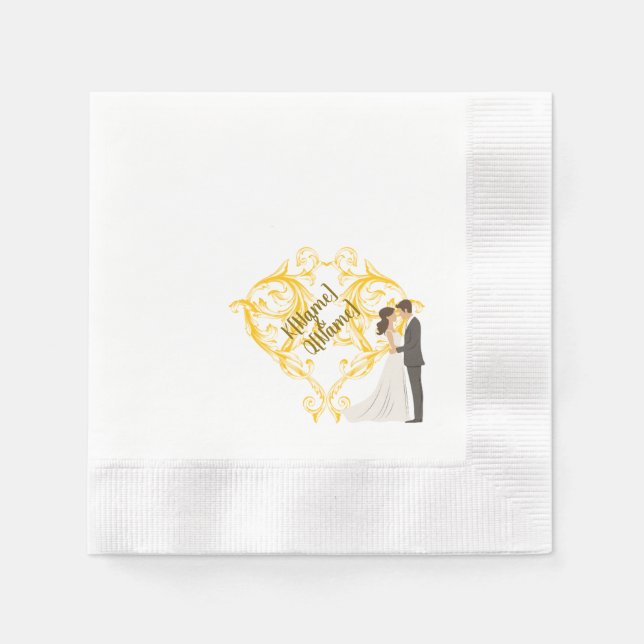 Elegant Gold Wedding Napkin with BridePaper Napkin (Front)