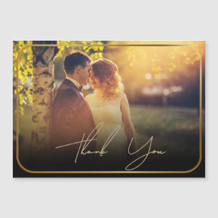 Elegant Gold Wedding Photo Magnetic Thank You Card