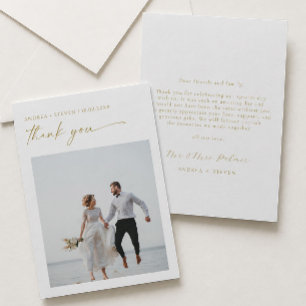 Elegant Gold Wedding Photo Thank You Card