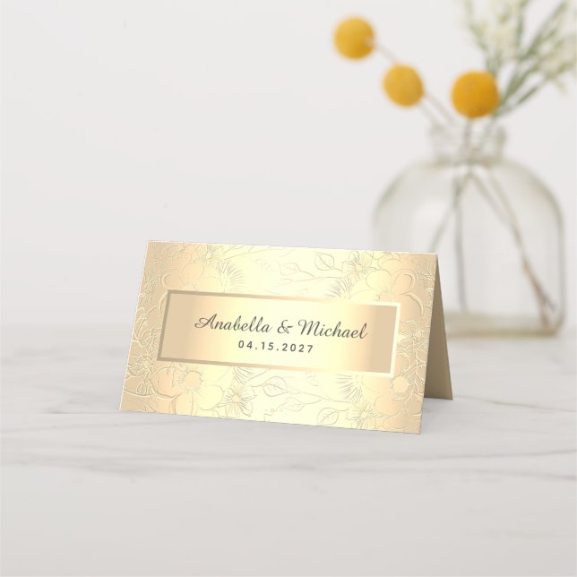 Elegant Gold Wedding Place Card (Back)