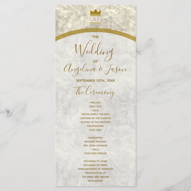 Elegant Gold Wedding Program (Front)