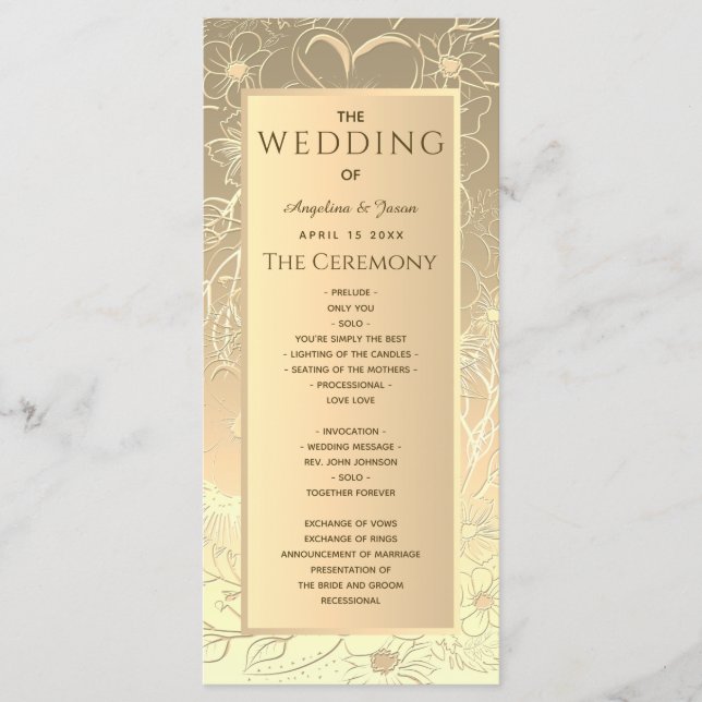 Elegant Gold Wedding Program (Front)