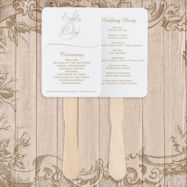 Elegant Gold Wedding Program Hand Fan (Creator Uploaded)