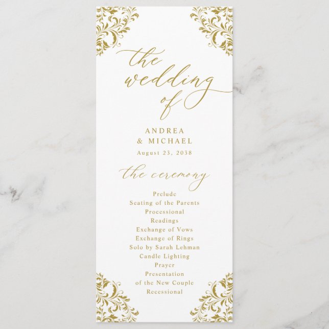 Elegant Gold Wedding Programs Vintage Classic (Front)