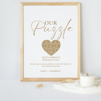 Elegant Gold Wedding Puzzle Guestbook Sign