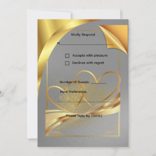 Elegant Gold Wedding RSVP Card Editable Response