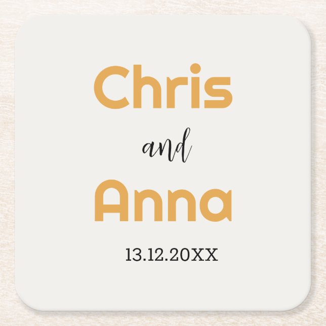 Elegant Gold Wedding Square Paper Coaster (Front)