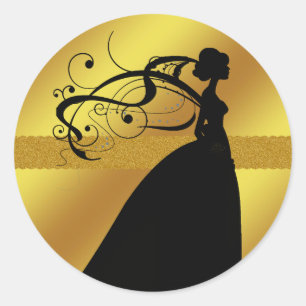 Elegant Gold Wedding Sticker with Bride