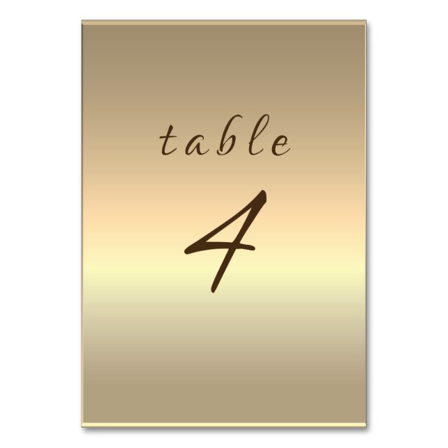 Elegant Gold Wedding Table Number (Front)