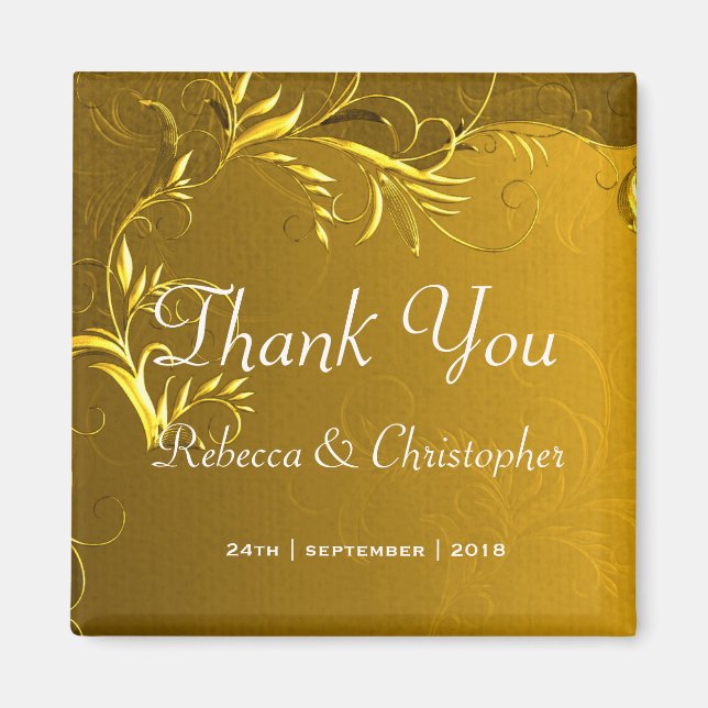 Elegant Gold Wedding Thank You Magnet (Front)